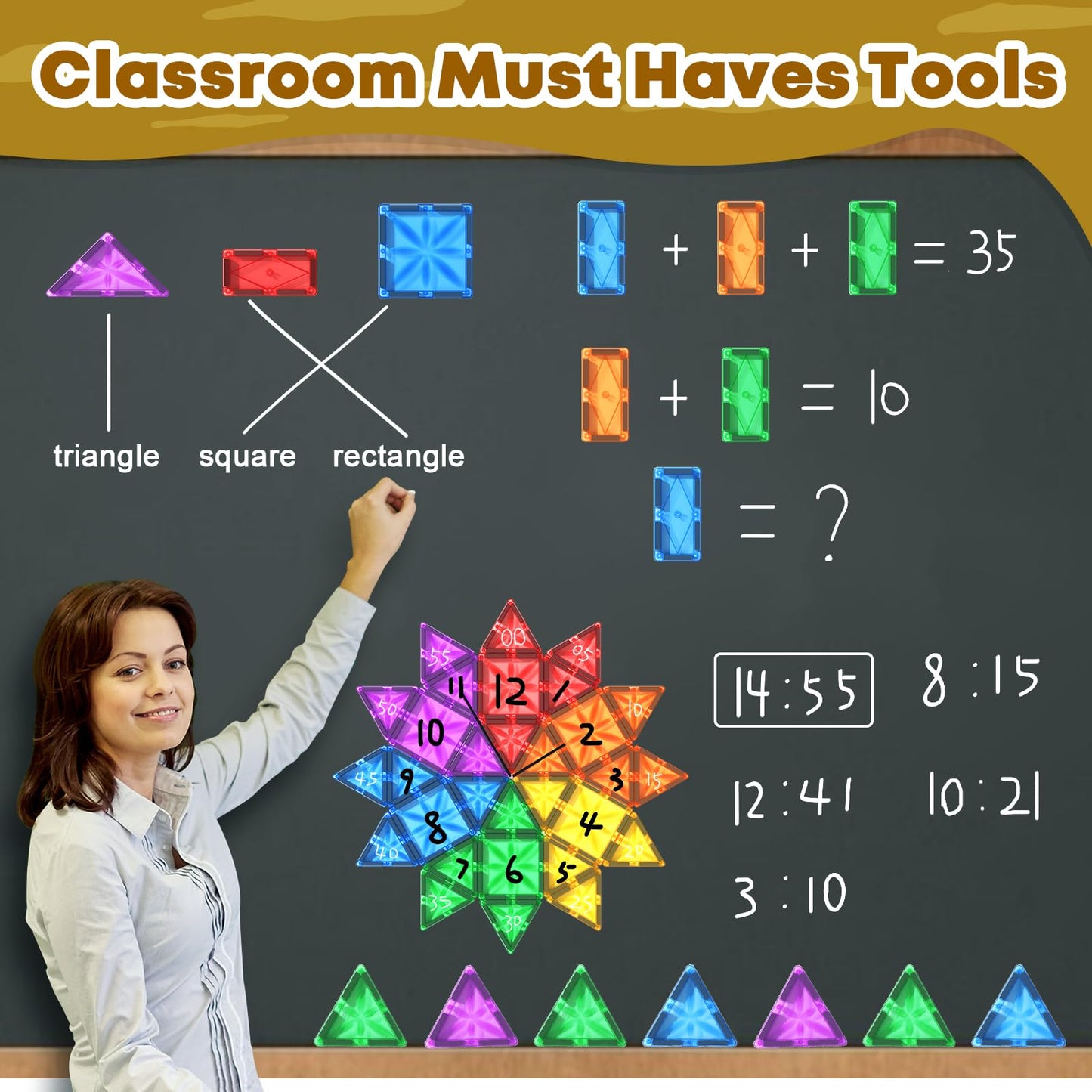 50Pcs Magnetic Tiles Kids Toys For Toddler Stem Magnet Building Blocks Toys, Diamond Tiles Edition Preschool Toys Classroom Must Haves For Kids Games, Sensory Toys For Boys & Girls Age 3-5 4-8 6-8