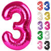 Hot Pink Number 3 Balloon 40 Inch, 3 Balloon Number, 3Rd Birthday Decorations, Hot Pink Party Supplies For Boys Girls