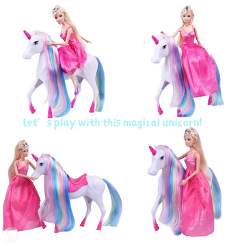Bettina Magical Lights Unicom And Princess Doll, Horse Toys Playset, Unicorn Toys Princess Gifts For 3 To 7 Year Olds Girls Kids