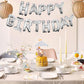 WESTGO Happy Birthday Balloons Banner | 16" Sliver Mylar Foil Letters | Reusable Party Decor for Kids & Adults