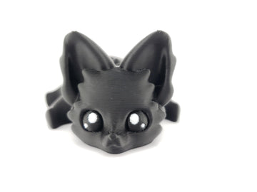 Cute Fox Desk Buddy, Articulated 3D Printed Fidget, 7.5 Inches, Authorized Seller (Black)
