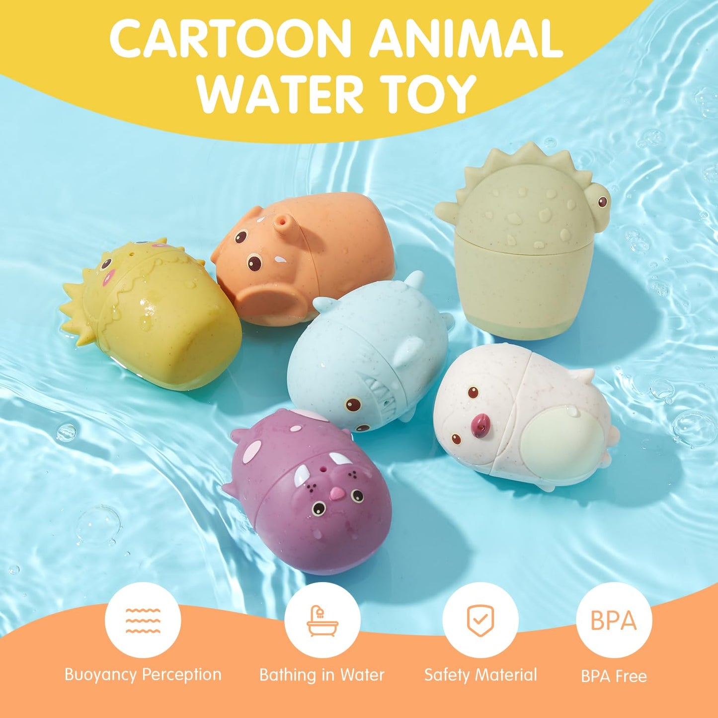 Amchsuri Mold Free Bath Toys For Kids Ages 1-3 | 11 Pcs Stackable Bath Boats & Animal Squirt Bathtub Water Toys For Babies 6-12 Months