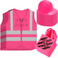 Geyoga 48 Pieces Construction Birthday Party Supplies Construction Party Favor Kids Construction Vest Hat And Bag Costume(Pink)