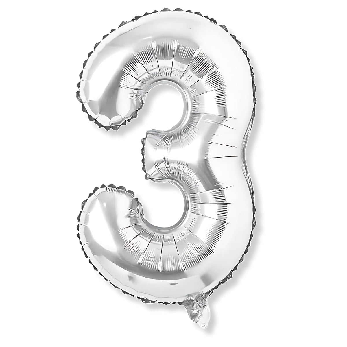 Flyloons 3 number Silver Foil Balloon 16 inch Size Birthday Decoration Items Pack of 1 | 3rd Year Balloons | Three