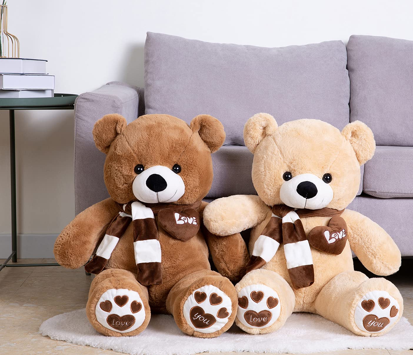 Yunnasi Big Teddy Bear Stuffed Animal Plush Teddy Bear With Scarf For Children Girls Girlfriends (31 Inches, Light Brown)