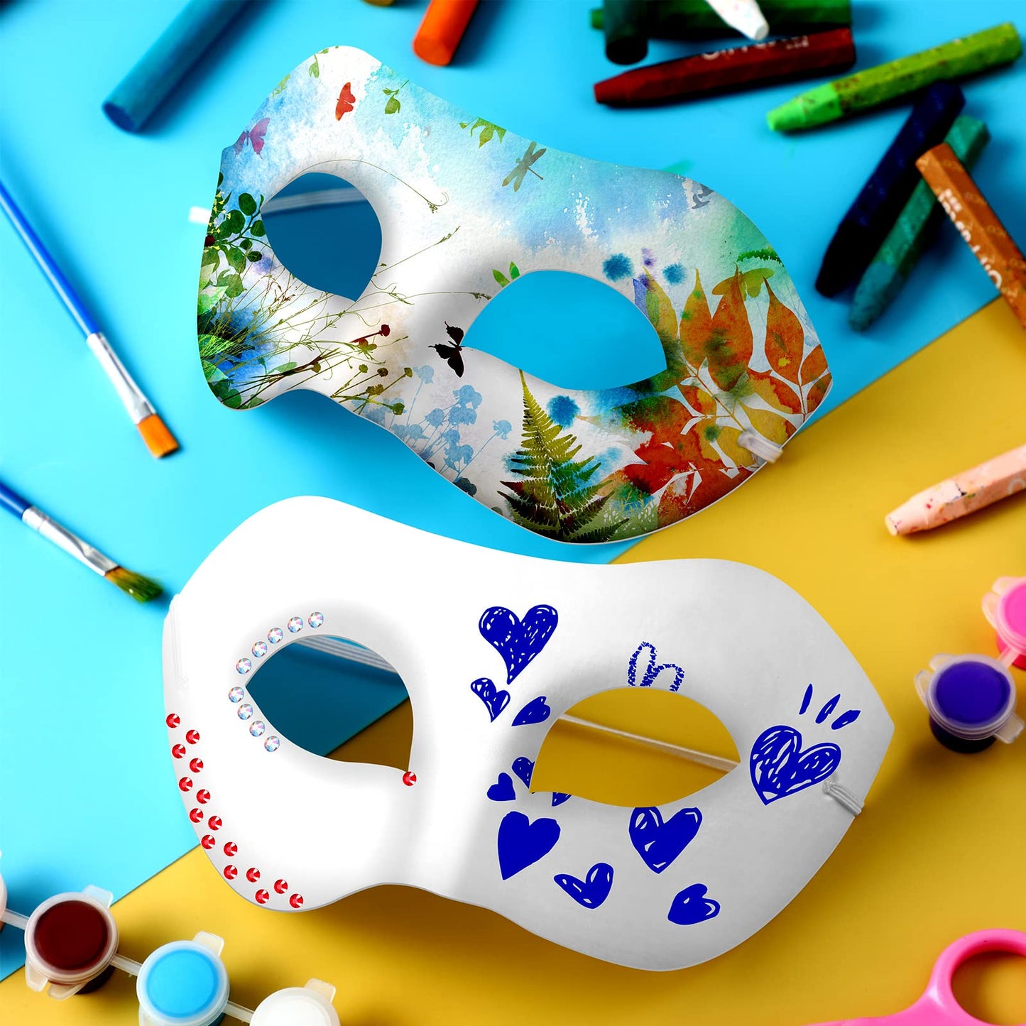 Leyndo 100 Pcs Paper Mache Masks Paper Mask for Craft White Mask Masquerade Blank DIY Halloween Mask Half Face Paintable Mardi G