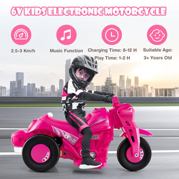 Olakids Kids Motorcycle, 6V Electric Ride On Car With Automatic Bubble Function, Foot Pedal, Headlight, Music, 3 Anti-Skip Wheels Vehicle For Children, Toddler Ages 3+