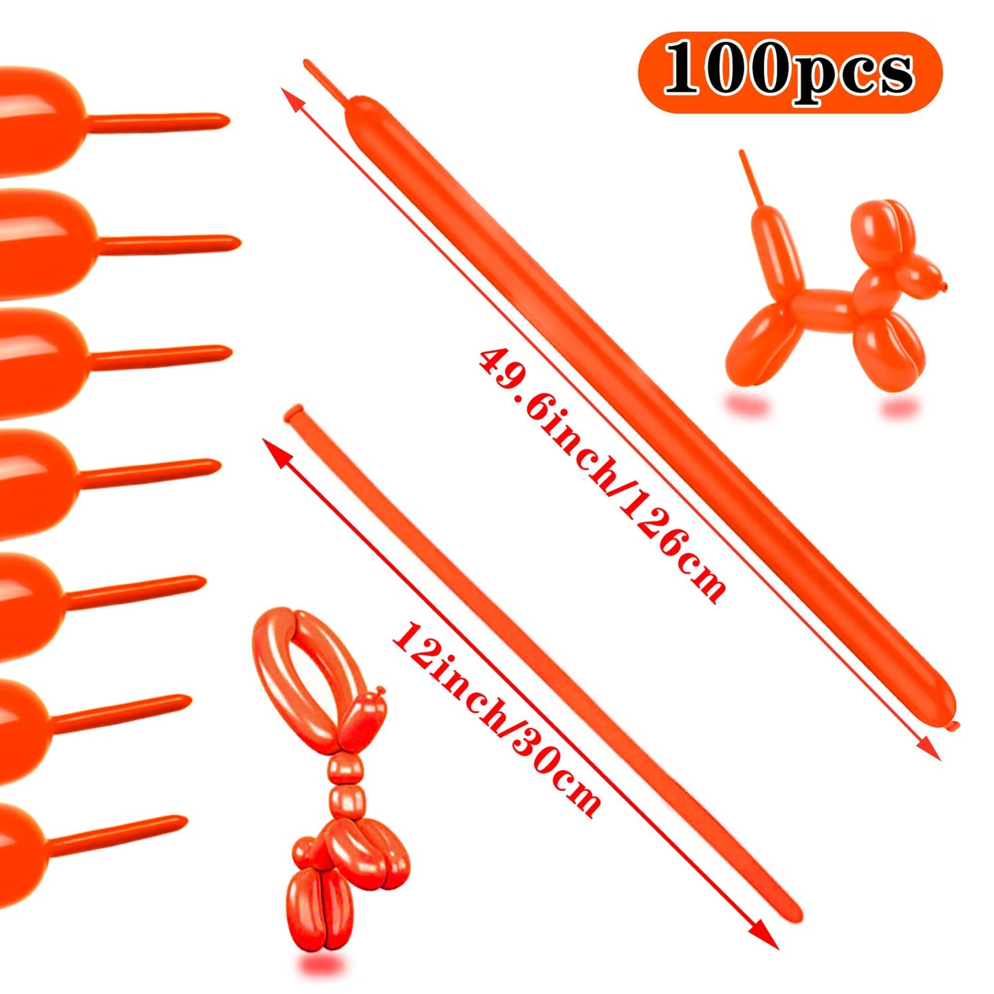 260 Long Balloons 100 Pack Orange Twisting Animal Balloons Thickening Latex Modeling Long Magic Balloons For Animal Model Weddin