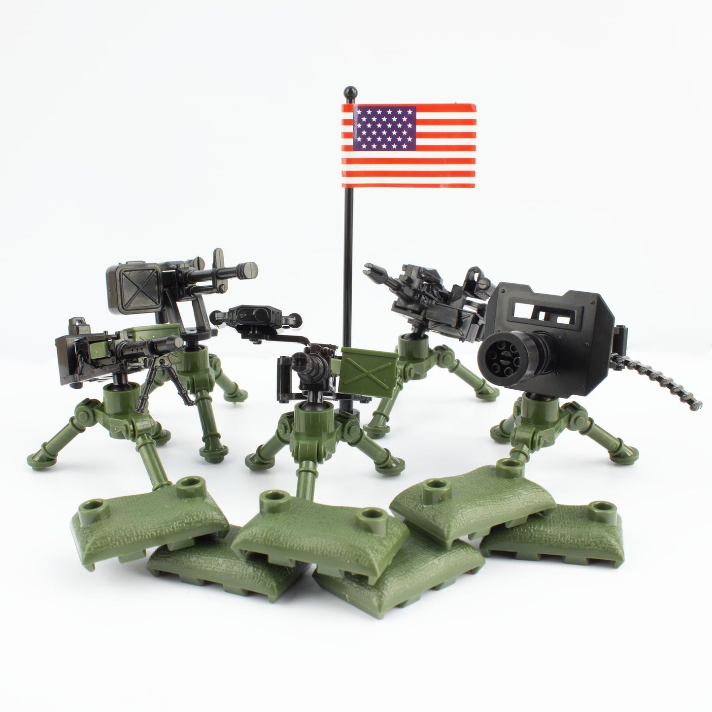 MaozyHomie Toy  Accessories  Pack Military U.S 5 Types Heavy Weaponry Toys Military Equipment Battle Blocks Bricks Compatible with Major Brand  3 Years Old and up