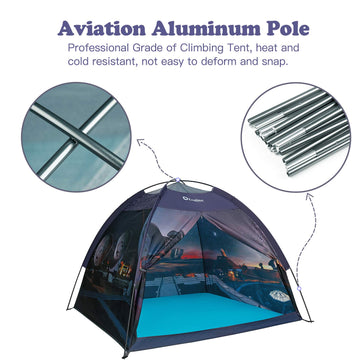Exqline Kids Play Tent Indoor, Large Playhouse With Professional Aviation Aluminum Pole For Boys Girls, Indoor And Outdoor Space Theme Playing And Camping Tent, Gift For Kids - 60 X 60 X 46Inch