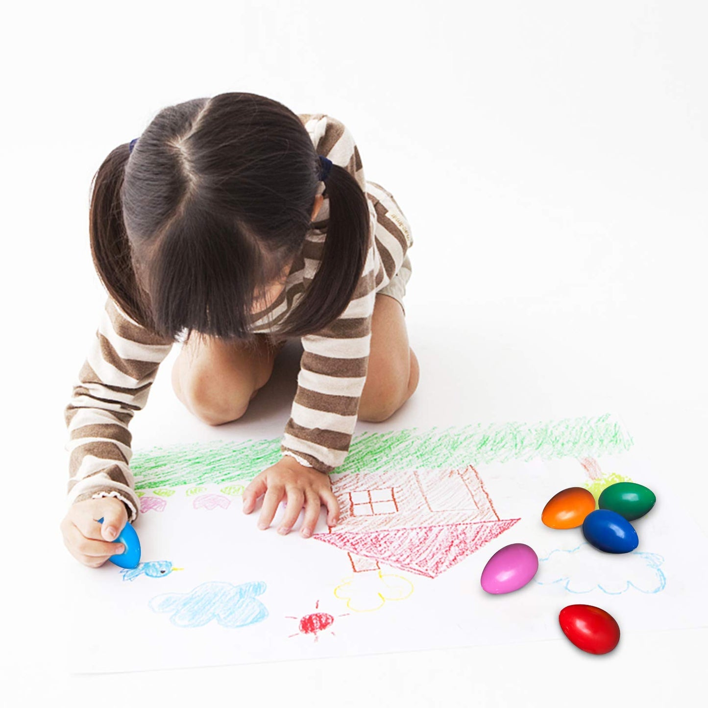 AMINFUN Egg Crayons - 9 Colors, Washable Resin, Palm Grip Toys for Kids, Gift for Boys and Girls, Perfect for Easter