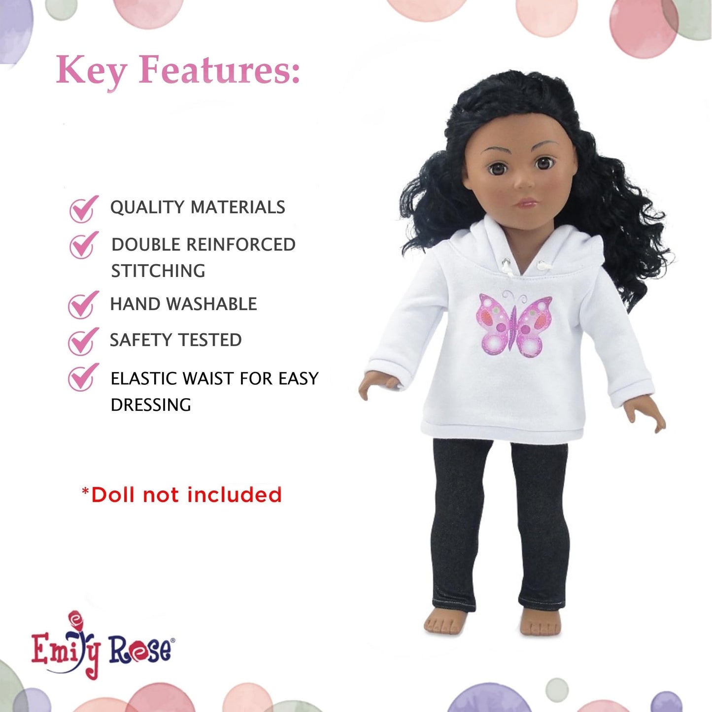 Emily Rose 18 Inch Doll Hooded Thick Sweatshirt And Jeans Casual Outdoor Clothing Outfit | Doll Not Included | Gift Boxed! | Compatible With 18-Inch American Girl Dolls