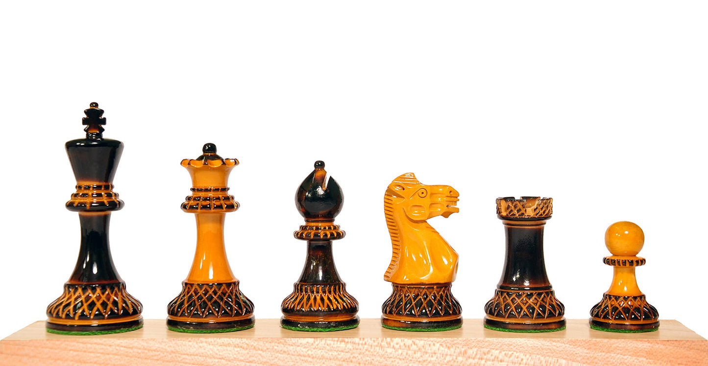 Palm Royal Handicrafts 3.75 Inches French Burning Wooden Chess Pieces Only With 32 Chessmen And 2 Extra Queens Made Of Boxwood .