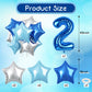 2Nd Birthday Balloon For Boys, 40 Inch Balloon Number 2 Dark Blue, Large Foil Mylar Star Two Balloon Light Royal Blue Silver, He