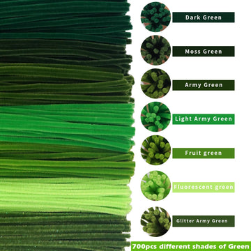 URSDIART 500pcs Pipe Cleaners,7 Assorted Colors Green Pipe Cleaners Craft, Christmas Pipe Cleaners for Crafts, Chenille Stems Ar