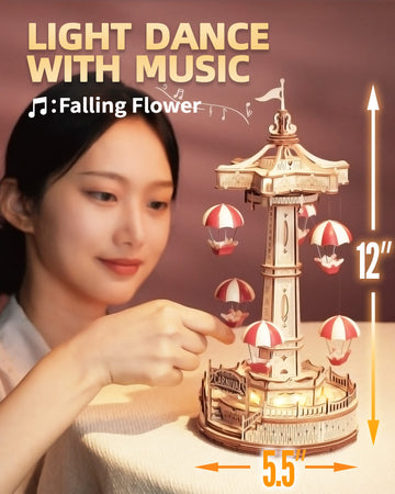 Rokr 3D Wooden Puzzles For Adults-Led Wooden Music Box Kits-Wood Model Kits To Build-3D Puzzles For Kids And Adults-Christmas Stem Toy Gifts