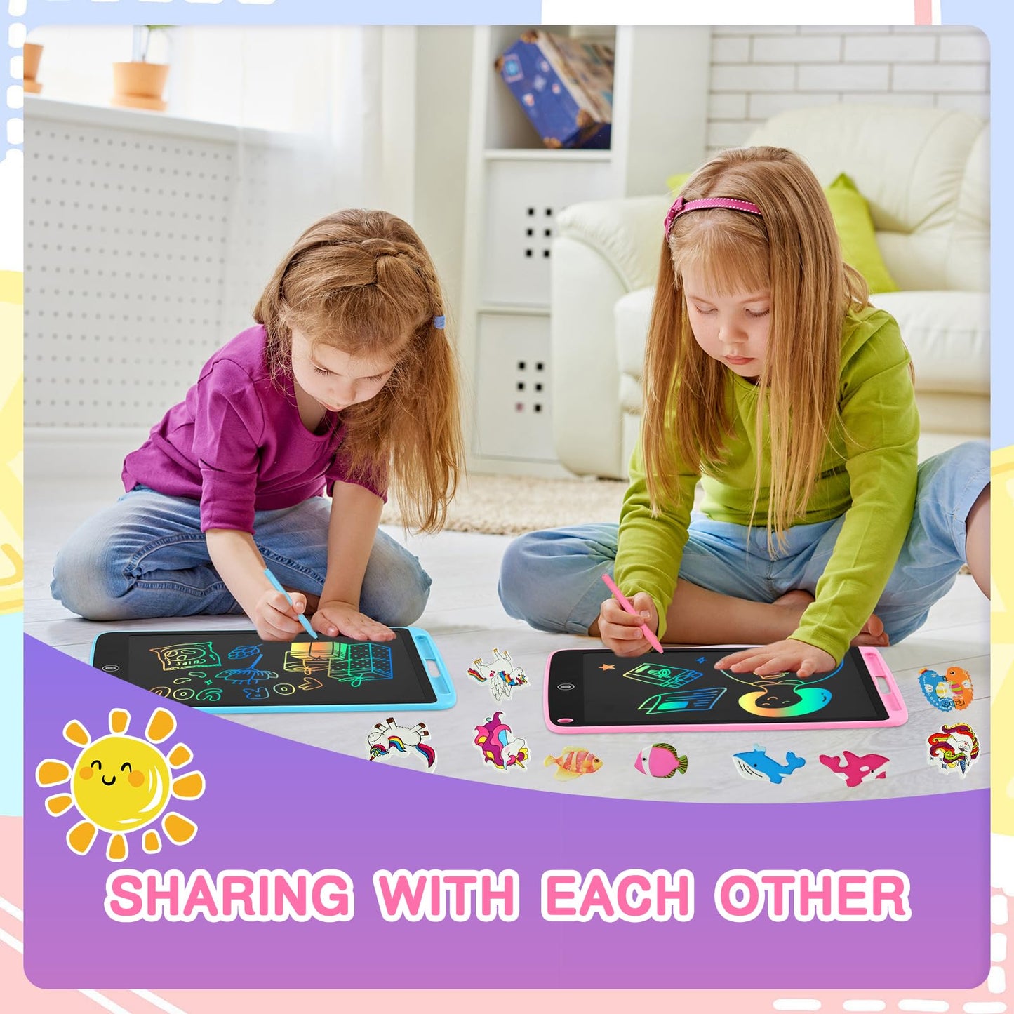 Toddler Kids Toys Gifts - 2 Pack Lcd Writing Tablet 10 Inch Doodle Board, Drawing Tablet Drawing Pad, Kids Games Christmas Birth