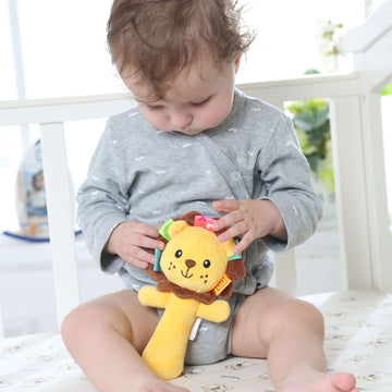 Soft Baby Rattle Toys Plush Stuffed Animal Hand Rattles For Toddlers Girls Boys Development Infant Toys-Lion