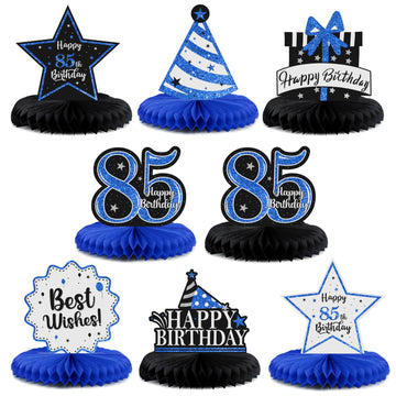 LASKYER Happy 85th Birthday Party Decorations, Glitter Shiny Honeycomb Table Centerpieces 85 Years Old Birthday Party Photoprop 
