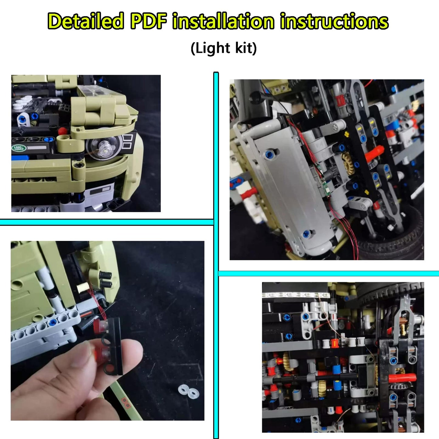 Mymg 4Th Generation Super Motor And Remote Control And Light Upgrade Kit For Lego Land Rover Defender 42110 Model, Pdf Instructi