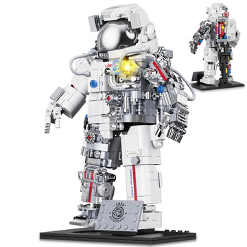 Space Astronaut Building Set Compatible With Lego Space Model With Led Light Fors Adults Gifts For Boys 6+, 907 Pcs Cool Collectible Gift Toys For Adults
