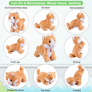 Yellow Robot Cat Plush Cat Stuffed Animal Interactive Cat Meow Kitten Touch Control, Electronic Cat Pet, Robotic Cat Cat Kitty Toy, Animated Toy Cats For Girls Baby Kids L:12'