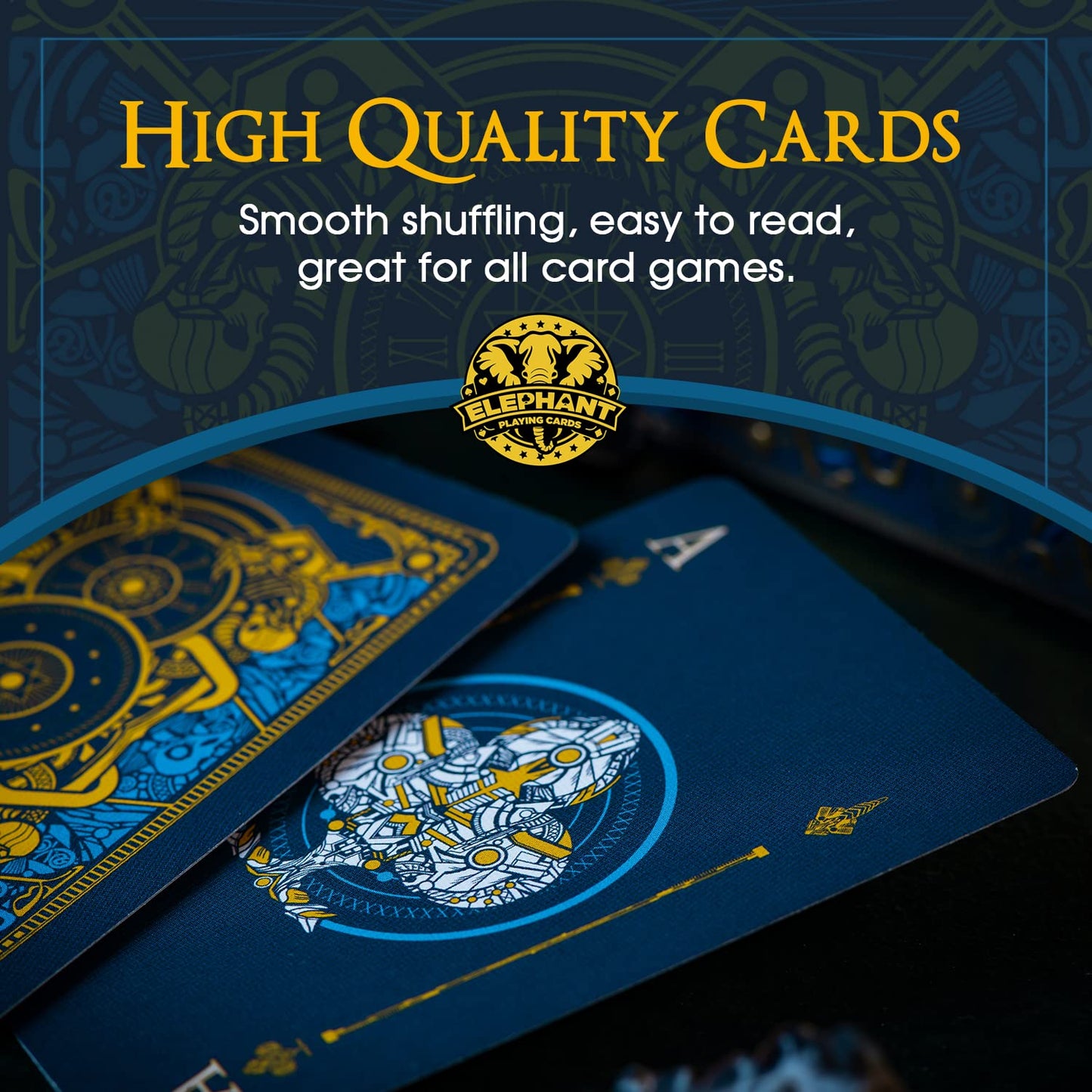Infinitum Royal Blue & Gold Playing Cards  Deck of Cards with Free Card Game eBook  enhanced Card Deck  Cool game-style Cards  Unique Bright Colors for Kids & mature-themeds  Card Decks Games  Standard Size
