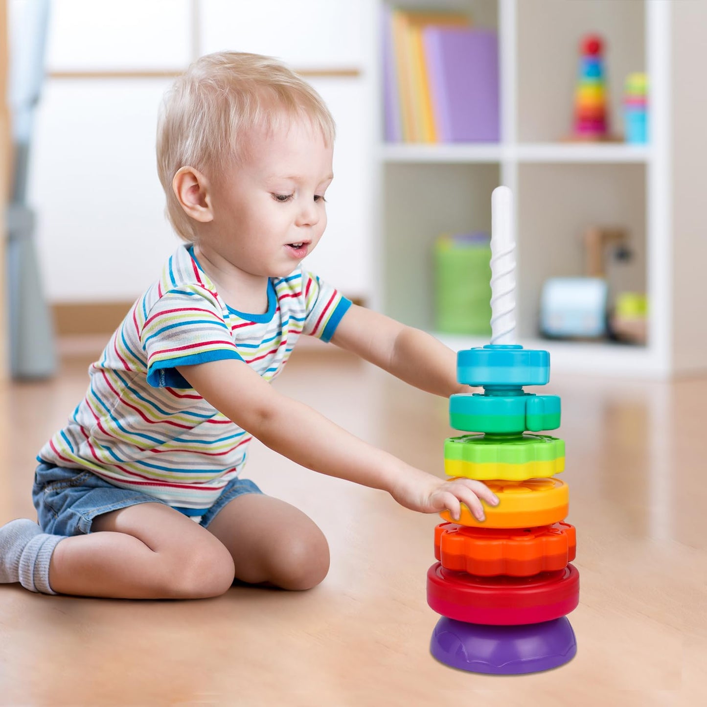 Practicejqden Montessori Toys For 1+ Year Old, Educational Stacking Spinning Baby Toys, Learning Toys Sensory Toys For Toddlers