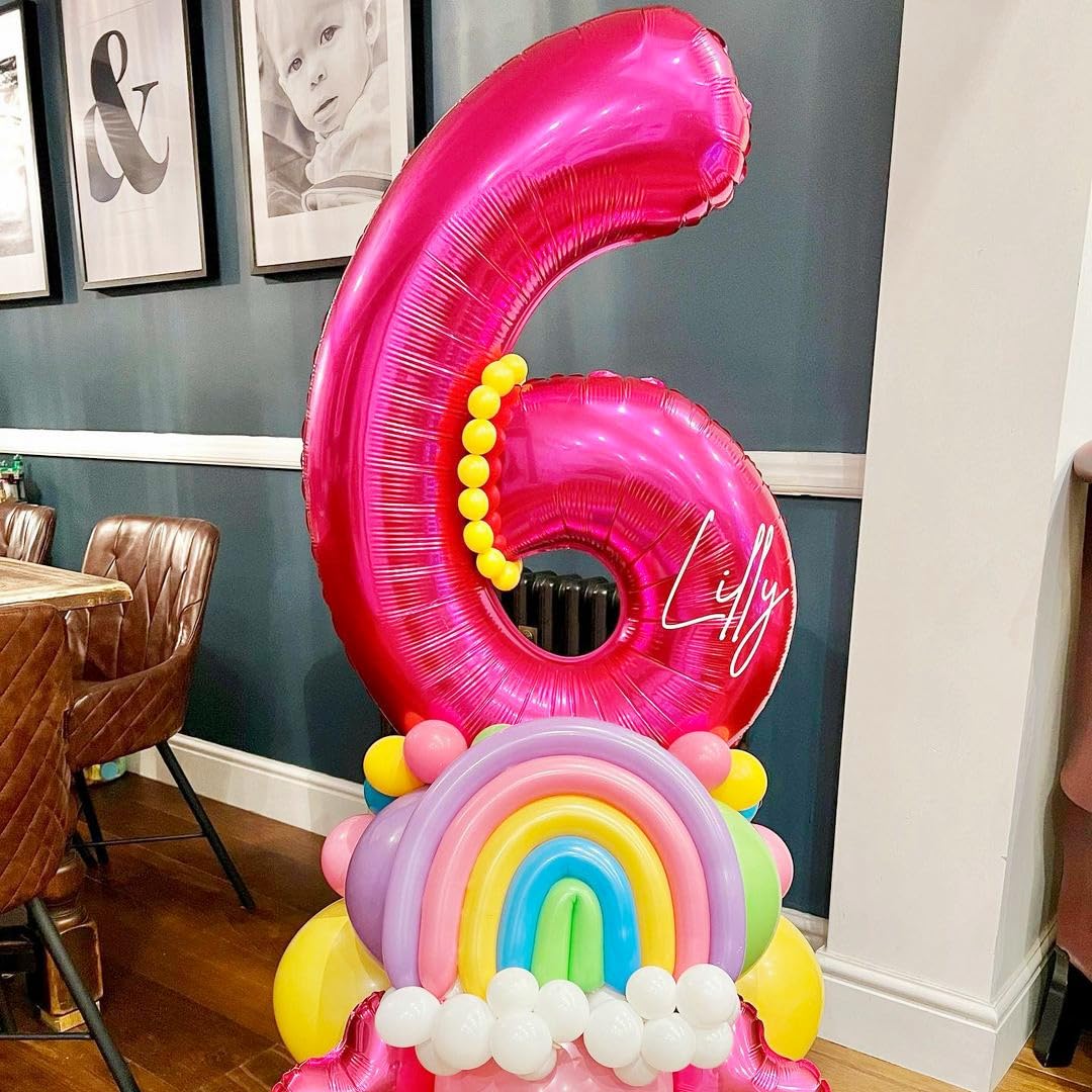 6 Balloon Number Hot Pink 6 Birthday Balloon 40 Inch Foil Mylar Large 6 Balloon Numbers For Birthday Party Anniversary Festival