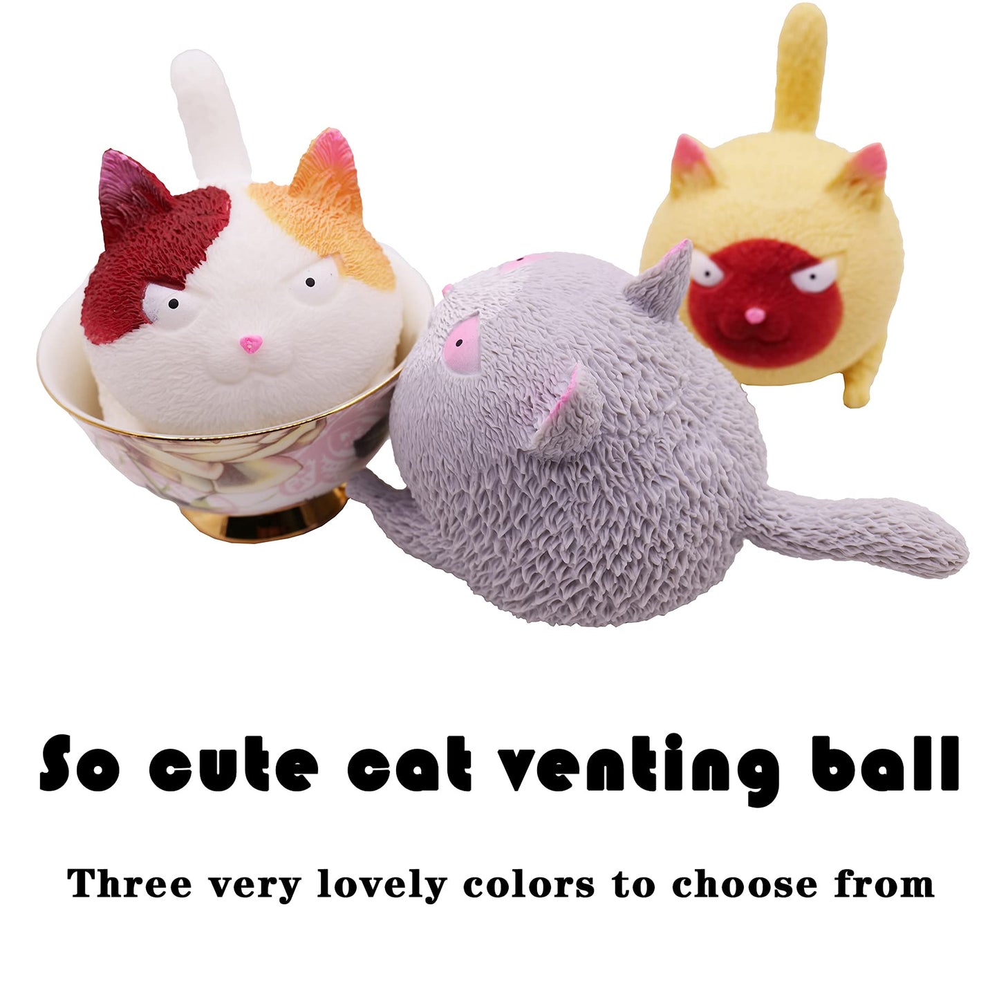 Squishy Fidget Sensory Stress Cat-Shaped Toys for Children mature-themeds Teens Kids  Decompression Squeeze Relief Calming Toys for Kids and mature-themeds Anxiety Relief (White)