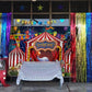 8X6Ft Red Circus Backdrop Amusement Park Tents Stratus Playground Carnival Carousel Kids Boy Girl 1St First One Birthday Party B