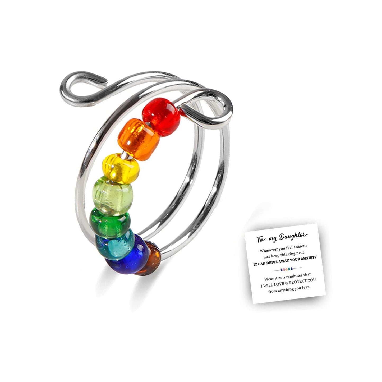 To My Daughter Ring Fidget Ring For Women Gifts For Christmas Daughter Gift From Mom Anxiety Worry Ring Adjustable Open Ring Mul