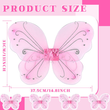 Chivao 10 Pieces Fairy Wings Butterfly Wings Wedding Decoration Costume Birthday Christmas Party Favors For Boys Girls(Pink)