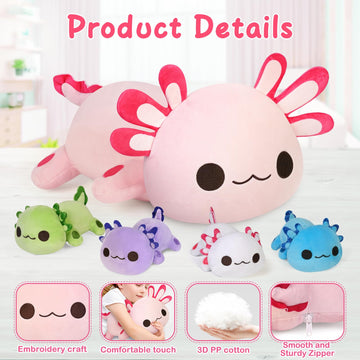 Kmuysl Axolotl Plush Toys For Ages 3 4 5 6 7 8+ Year Old- Axolotl Mommy Stuffed Animal With 4 Baby Axolotls In Her Tummy, Plush Toys Set, Christmas Birthday Gifts For Baby, Toddler, Kids