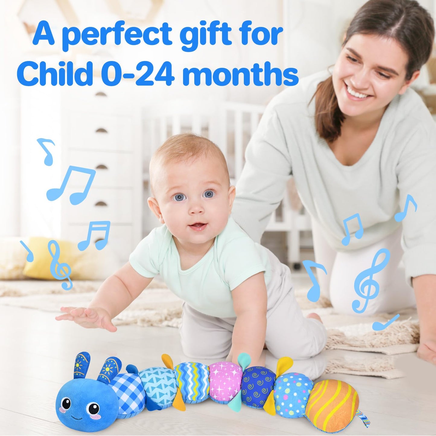 Kmuysl Baby Toys 0 To 12 Months, Musical Stuffed Animal Toys For 0-3-6-12 Months, Soft Sensory Toys With Crinkle And Rattles, In
