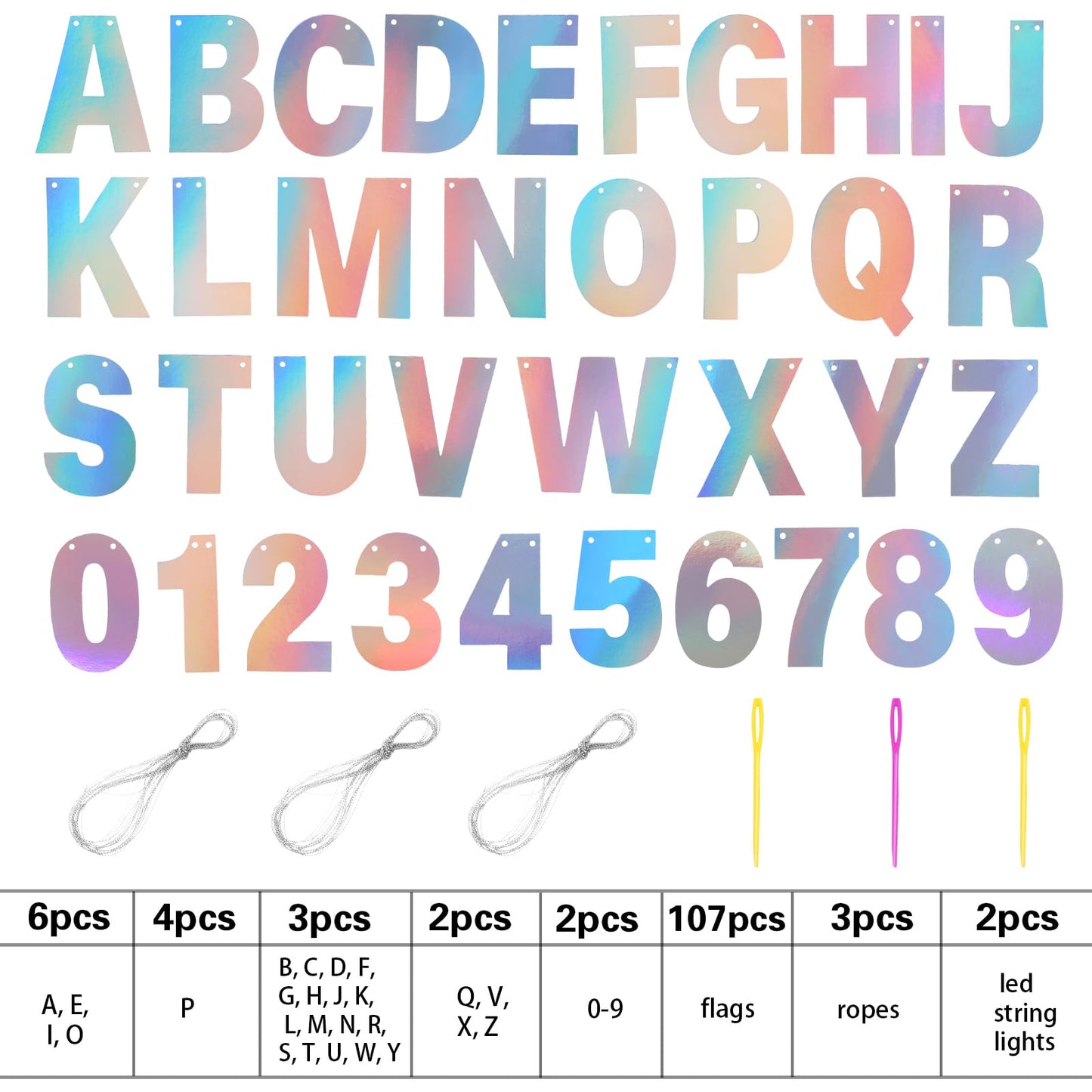 Taobary 112 Pcs Christmas Diy Glitter Customizable Banner Kit Custom Banner Including 107 Letters And Numbers 3 Rope And 2 Light