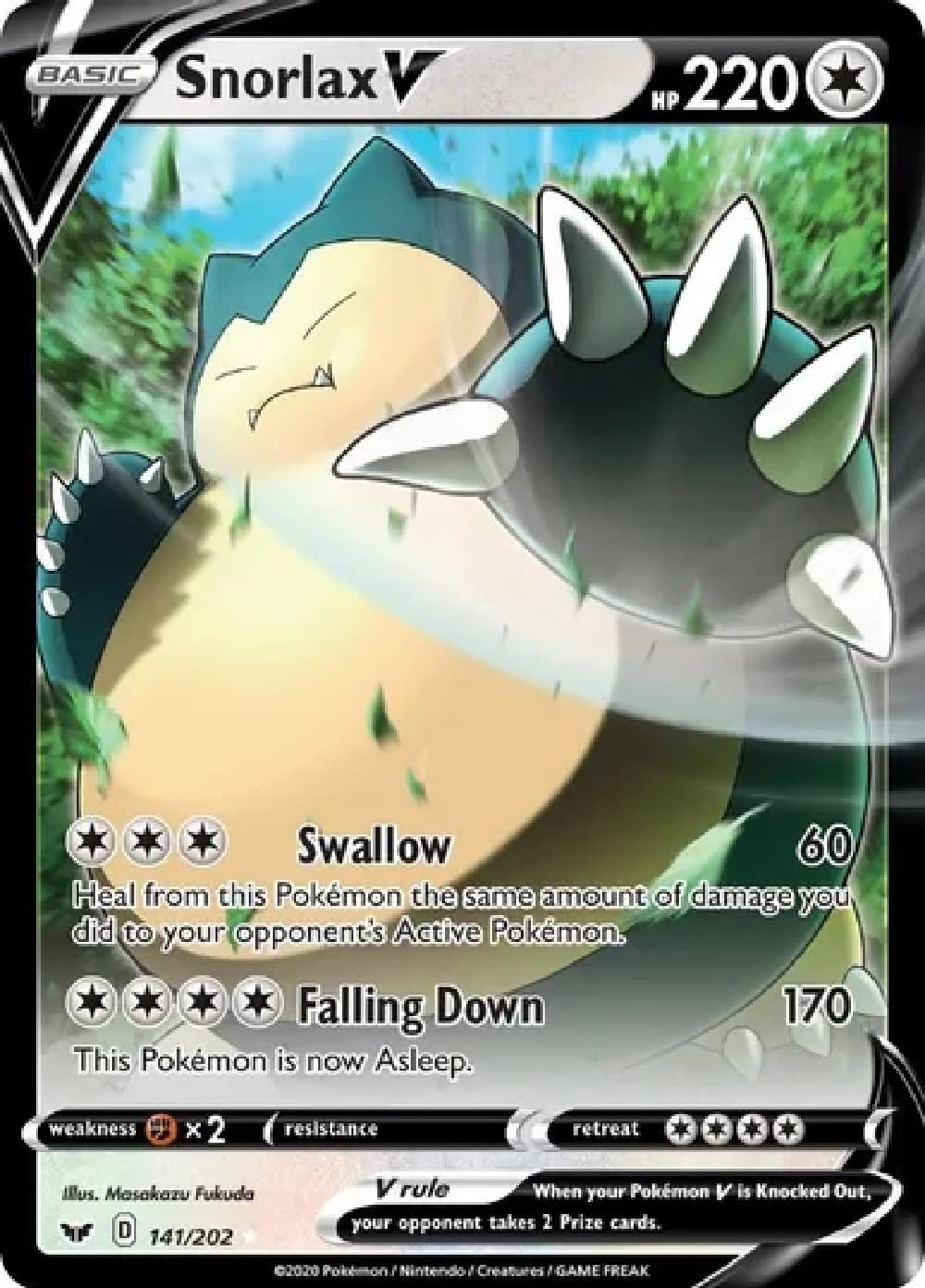P - Snorlax V Ultra Rare 141/202 decorative replica blade and Shield Base Set