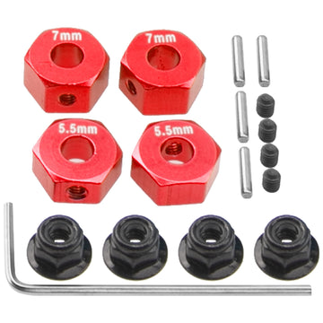 Sharegoo Aluminum 12Mm Hex Wheel Hubs Hex Adapter & Flanged Lock Nuts Compatible With Traxxas 2Wd Slash Rustler Stampede 1/10 Rc