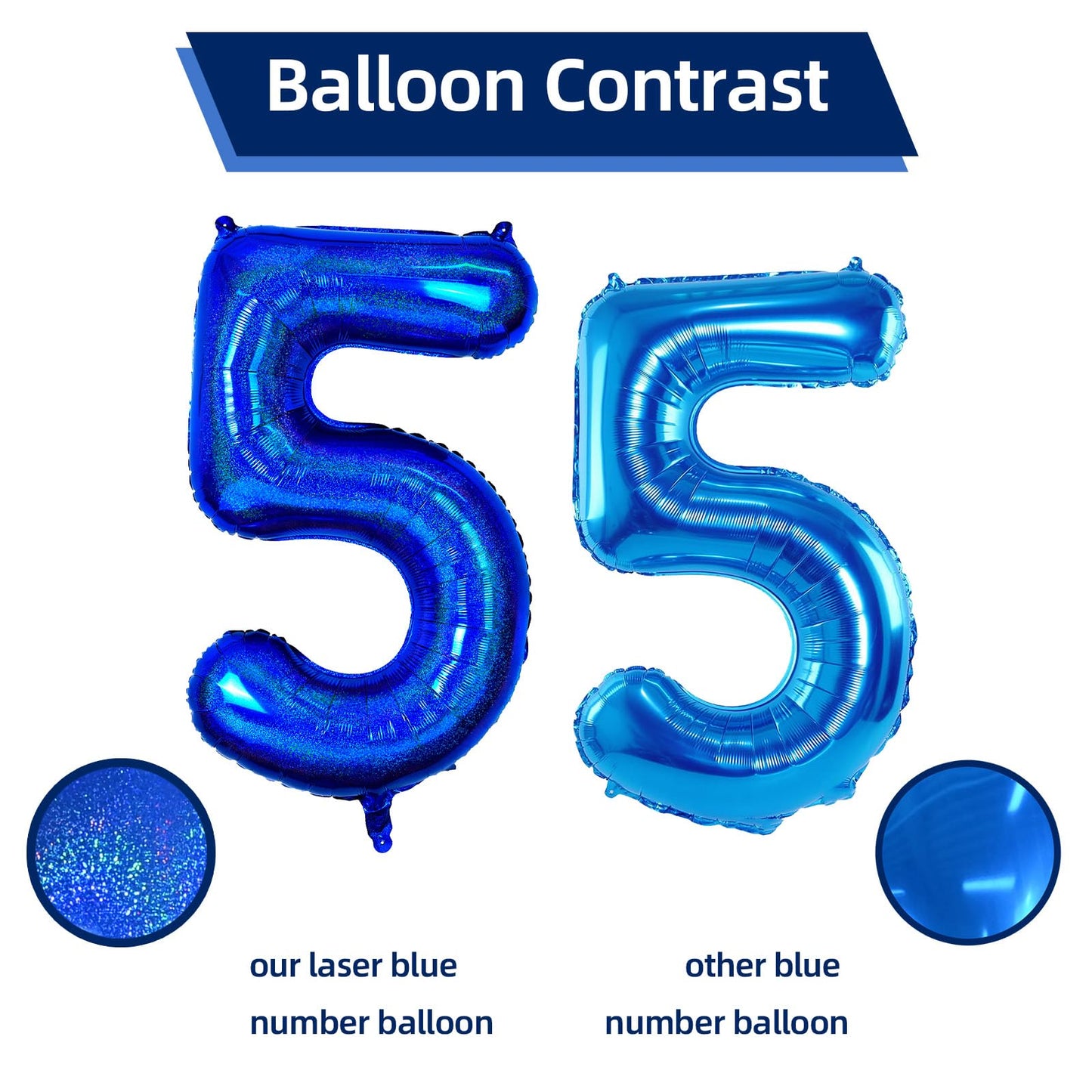 Number 5 Balloon 40 Inch, Dark Blue Big Number Balloon, Giant Foil 5 Balloons Number, Helium 5Th Birthday Balloons For Kids Boys
