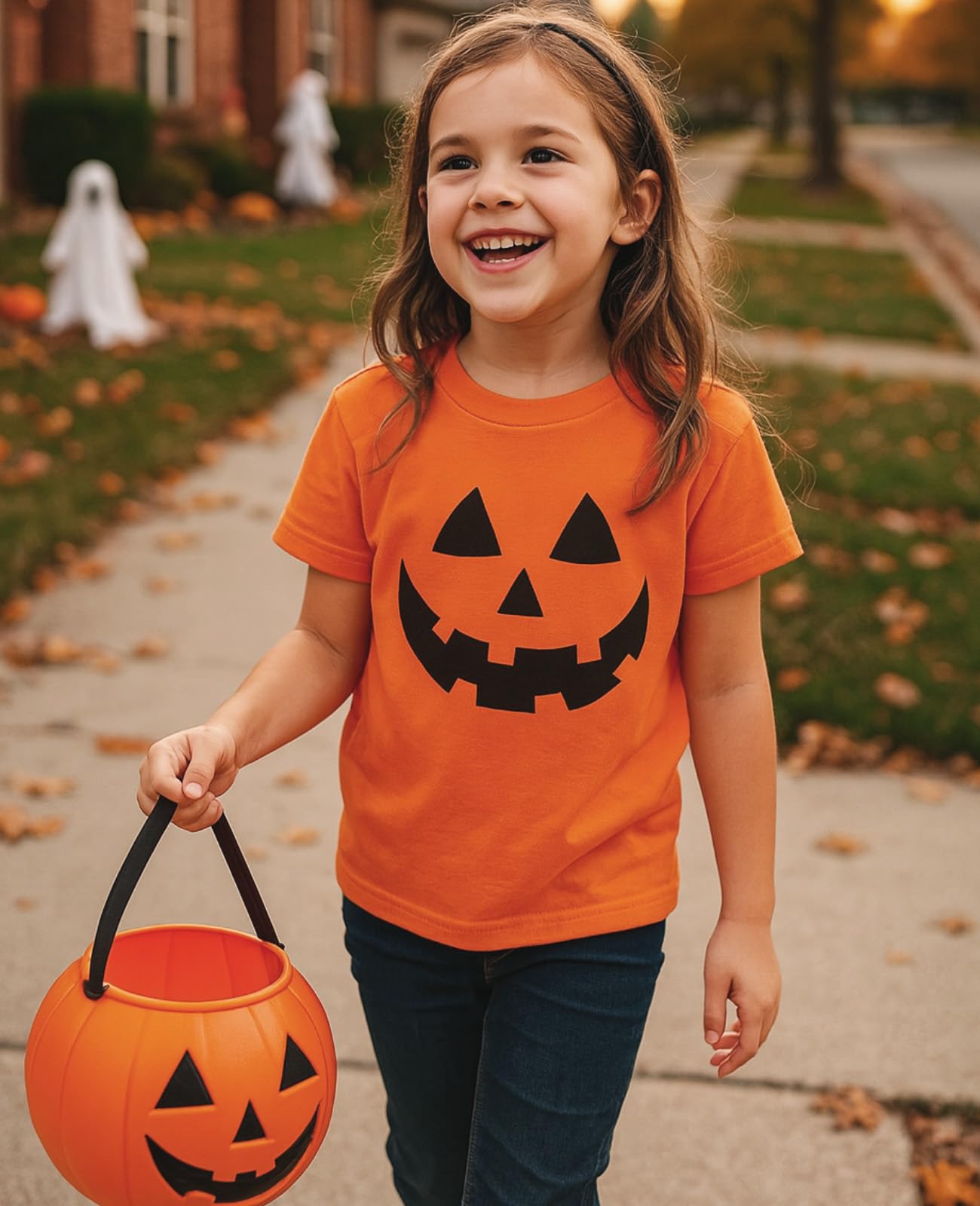 Tstars Jack O ' Lantern Spooky Pumpkin Face Shirt - Boys, Girls & Toddler Halloween T-Shirt For Kids 18M Orange