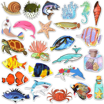 Ocean Stickers For Water Bottles Ocean Stickers For Kids Ocean Waterproof Stickers Vinyl Laptop Stickers(50 Pcs)