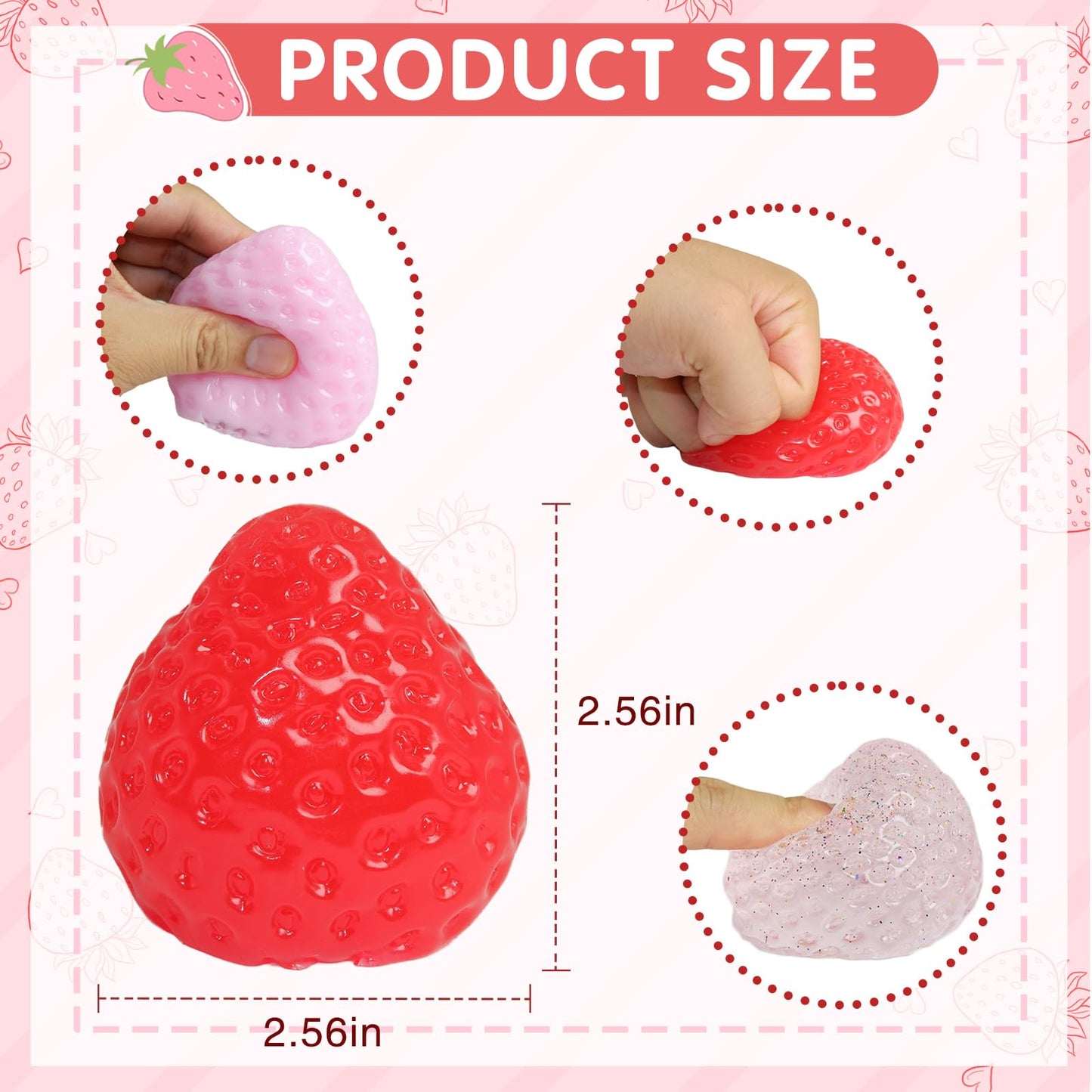 3 Pcs Big Taba Squishies Strawberry Squishy Stress Relief Toys  Handmade Soft Squishies Fidget Toys Squeeze for Party Favors Office School OPP Packaging (3 Pcs Big Strawberry)