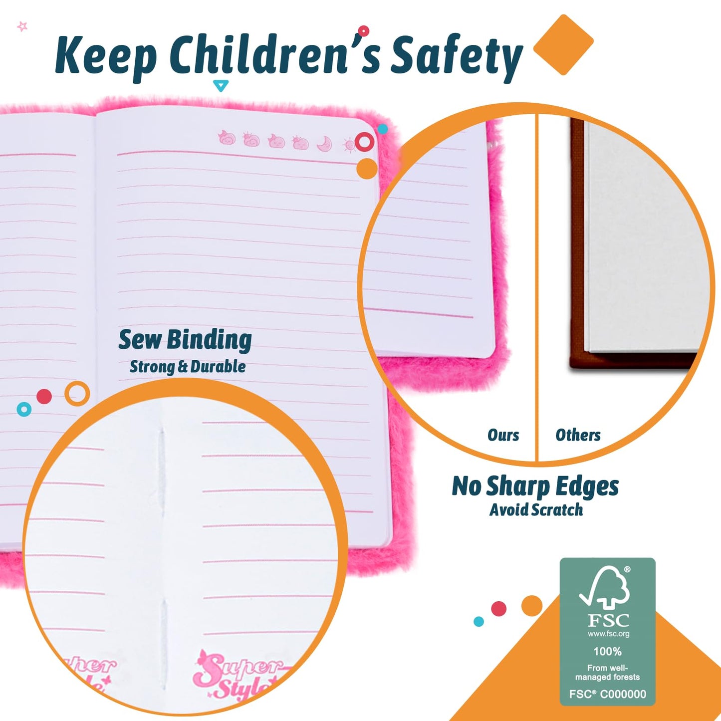 Superstyle Cat Diary With Lock, Gift For 6 7 8 Years Old Girls, Fuzzy Notebook Cute Cat Diary Secret Writing Plush Journal Christmas Day Birthday Gift For Kids