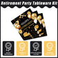Kepeel 96 Pcs Retirement Party Plates And Napkins Set, Happy Retirement Party Supplies Decorations For Men Women Gold And Black