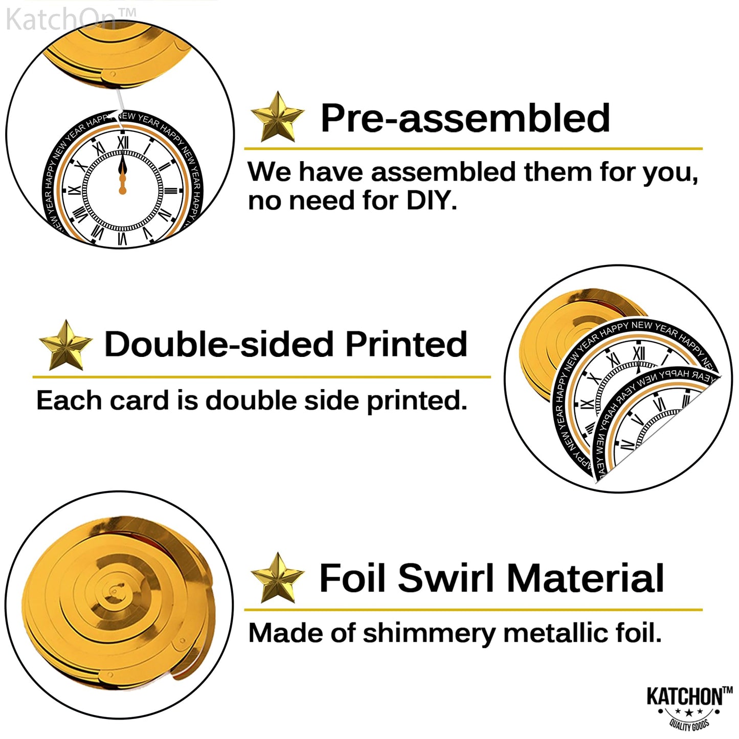 KatchOn, Happy New Year Hanging Swirls - Pack of 30, No DIY | Happy New Year Decorations 2025 | New Years Eve Party Supplies 202