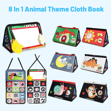 Baby Mirror Tummy Time Toys, Infant Safe Baby Play Mat With Teether For Newborn 0-3-6-12 Months Old Boys,Girls, Brain Development Montessori For Crib, Floor, Car, Sensory Crinkle Soft Books Attachment
