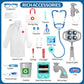 Doctor Kit for Kids Toddlers 3-8, 2 in 1 Kids Doctors Play Set with Costume, Stethoscope and Surgical Light, Pretend Medical Sta