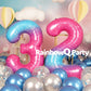 Rainbowq 32 Number Balloons 40 Inch For Women Big Starry 0-9 Foil Mylar Large Number Balloons 23 Happy 32Nd Birthday Party Anniv