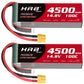 HRB 2packs 4S Lipo Battery XT60 4500mAh 100C 14.8V RC Lipo Battery Compatible with RC Car RC Plane RC Truck RC Boat