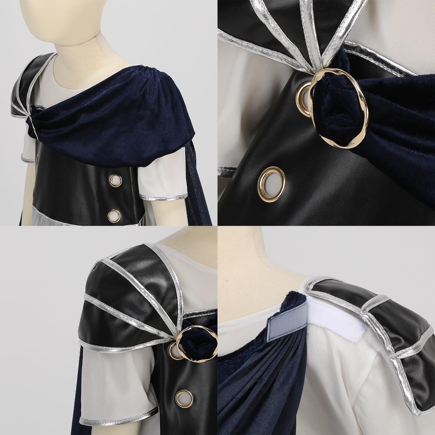 HAPNBCELE Roman Soldier Costume Kids Boys Knight Viking Gladiator Medieval Renaissance Dress up Halloween Party Role Play (Blue-